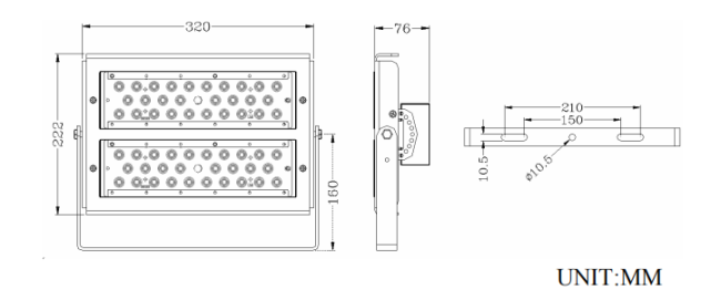 High Power 100W LED Modular Flood Light Aluminum Housing For Warehouse Lighting 3000-6500K 3