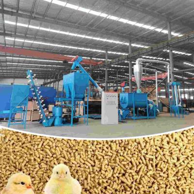 China cadena de producción de la pelotilla de la alimentación 1000kg/H máquina de la producción de la alimentación de las aves de corral del ganado en venta