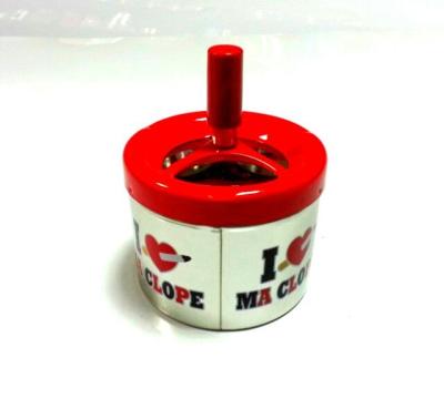 China Metal Plate Ashtray Round Tin Container With Handle , 0.23 To 0.25 Mm Thickness for sale
