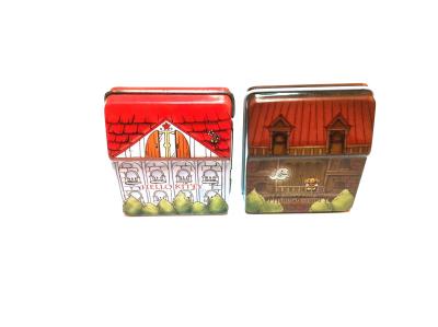 China Metal Tin Plate Square Containers Hinge Box For Candy / Plum for sale