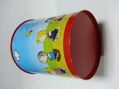 China Tinplate Metal Tin Bucket , Printed Colorful Trash Can Container for sale