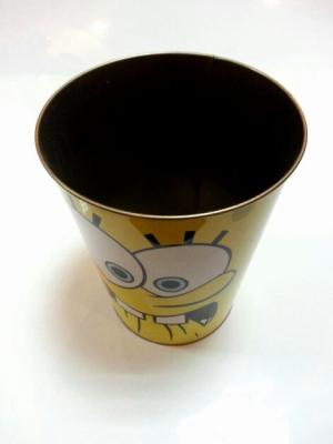 China Printed Cartoon Metal Tin Bucket Waste Bin For Rubbish / Garbage Storage for sale