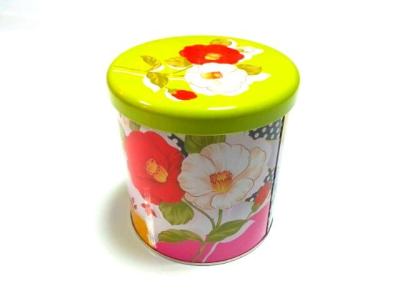 China Colorful Cartoon Tea Tin Containers Cylindroid With Cover Nourishment Can for sale