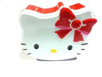 中国 ハローキティの錫キャンデーの容器、猫の頭部、普及した項目のようにちょうど鮮やかな一見 販売のため