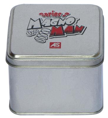 China Magno Man Mini Tin Cans With Sliver Body And Printed Cover , Square Tin Case for sale