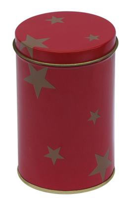 China Red Color Tin Tea Canisters , Round Tea Tin Box With Dia72 x 112hmm for sale