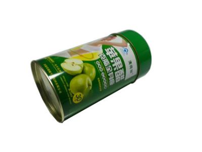 China Metal Tin Food Packaging Container Green Round With Lid / Cover for sale