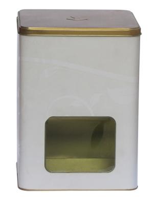 China Square Promotional Tin Cans Gold Vanished Lid With Transparent Window for sale
