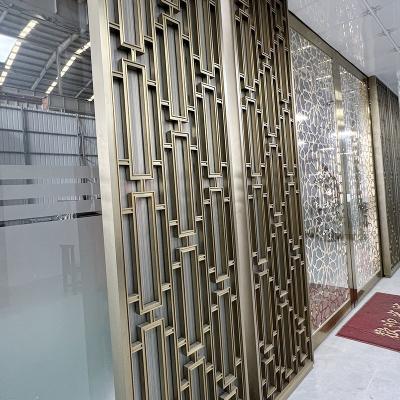 China Decorative Golden Coating Stainless Steel Room Partition For Living Room for sale