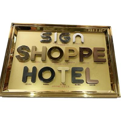 China Laser Cutting 201 304 316 Grade Stainless Steel Hotel Signage Metal Fabrication for sale