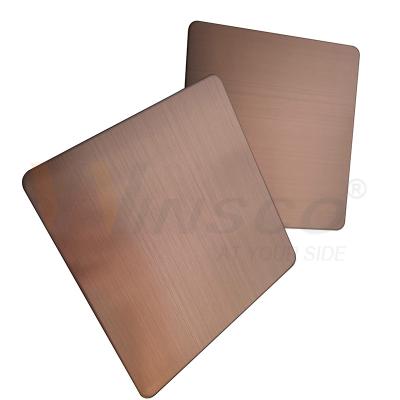 China GB 201 304 316 Hairline Stainless Steel Sheet Brown PVD Color Accept Customized for sale