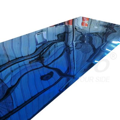 China Sapphire Blue PVD Coated Stainless Steel Sheet Mirror 8k Finish AISI 201 Inox Metal Plate for sale