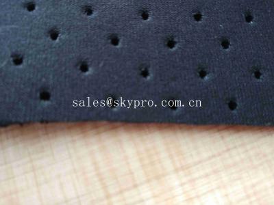 China Breathable Black Mesh Neoprene Perforated Rubber Sheet with Spandex Nylon Polyster for sale