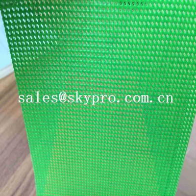 China Tear-Resistant Plastic Sheet Fabric Eyelet Woven Green PVC Coated Fabric Plastic Mesh Fabric for sale
