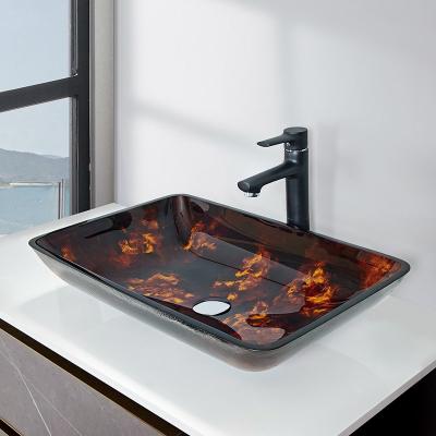 China Modern Rectangle Shape Wash Basin Russet Color Black Rectangle Vessel Sink for sale