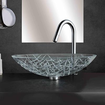 China Super Clear Large Oval Vessel Sink Tempered Glass L51 5*W360 * H140mm for sale