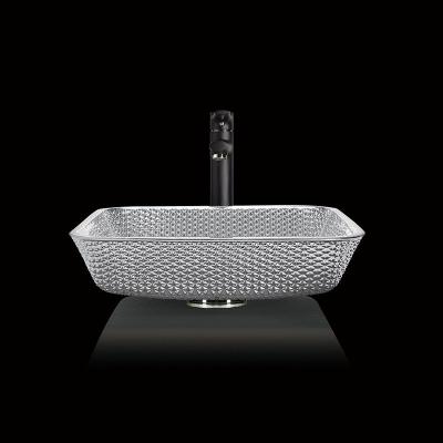 China Shinning Square Countertop Bathroom Sink Chromed Electroplated Coloured Wash Hand Basins for sale