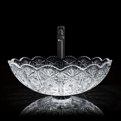 China Antique Glass Wash Basin Bowl Round Counter Top Italian Design Artistic for sale