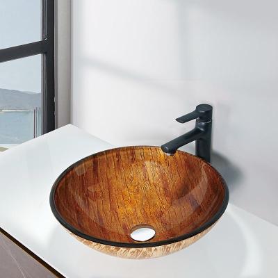 China Countertop Tempered Glass Sink Hot Melt Countertop Brown Colour for sale