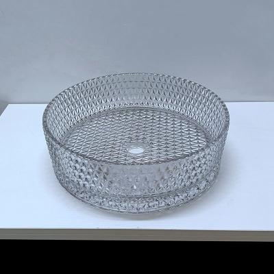 China Italian Design Crystal Glass Vessel Basins Transparent Light Gray Color Countertop for sale