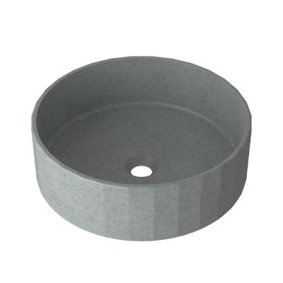 China Mottled Bluish Grey Concrete Wash Basin With No Overflow Pop Up Drain for sale