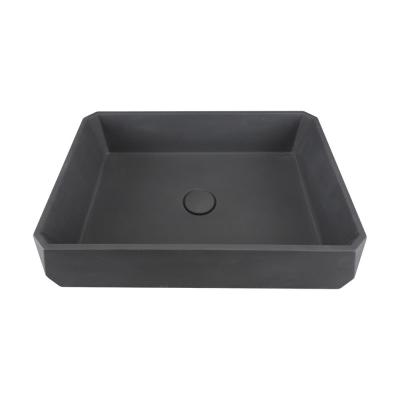 China Rectangular Concrete Wash Basin With Center Drain And No Faucet Holes for sale