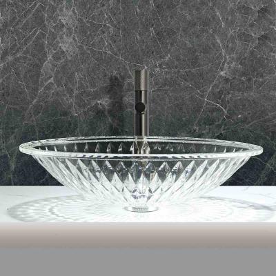 China One Hole Glass Vessel Basins No Overflow Pop Up Drain Glass Bowl for sale