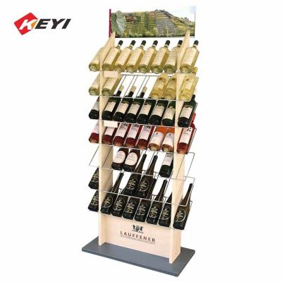 China Modern Popular Floor Wood Shelf Red Wine Bottle Display Rack For Sale for sale