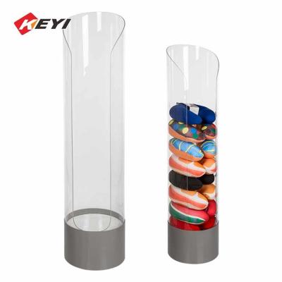 China Floor Standing Clear Cylinder Acrylic Neck Pillow Display Stand for sale