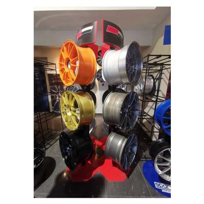 China Custom Free Standing Metal Car Wheel Rack Rim Display Stand For Retail Store for sale