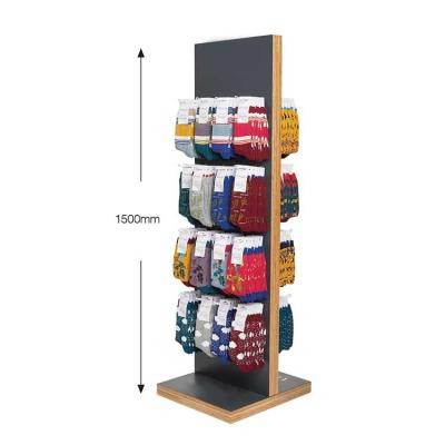 China Customized Retail Store Double Sided Wooden Sock Display Stand for sale