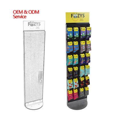 China Freestanding 2 Sided Metal Perforated plate Hanging Sock Display for sale