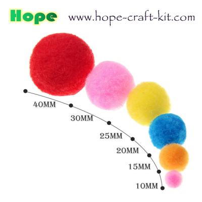 China 10mm ~40mm assorted color & sizes round shape soft Pom pom ball for children hand-crafted material for sale