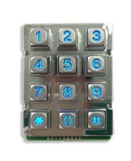 China Zinc Alloy Rugged Blue Backlight  12 keys Keypad with 9 Pin for sale