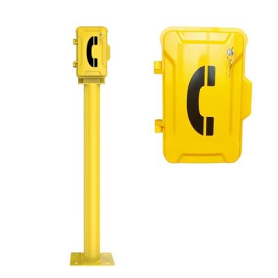 China Anti Vandal Yellow Industrial Weatherproof Telephone With Post And Key Lock for sale