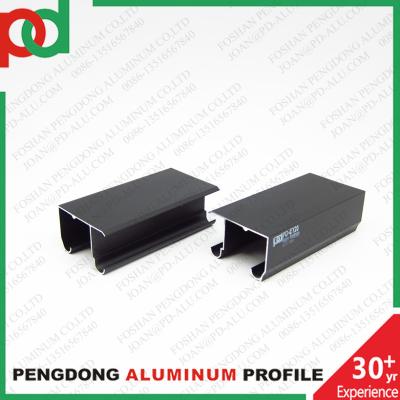 China 6063 T5 6M Length Matt Black Anodized Aluminium Profiles Sliding Door Frame For Wooden Grain Cabinet Wardrobe Closet for sale