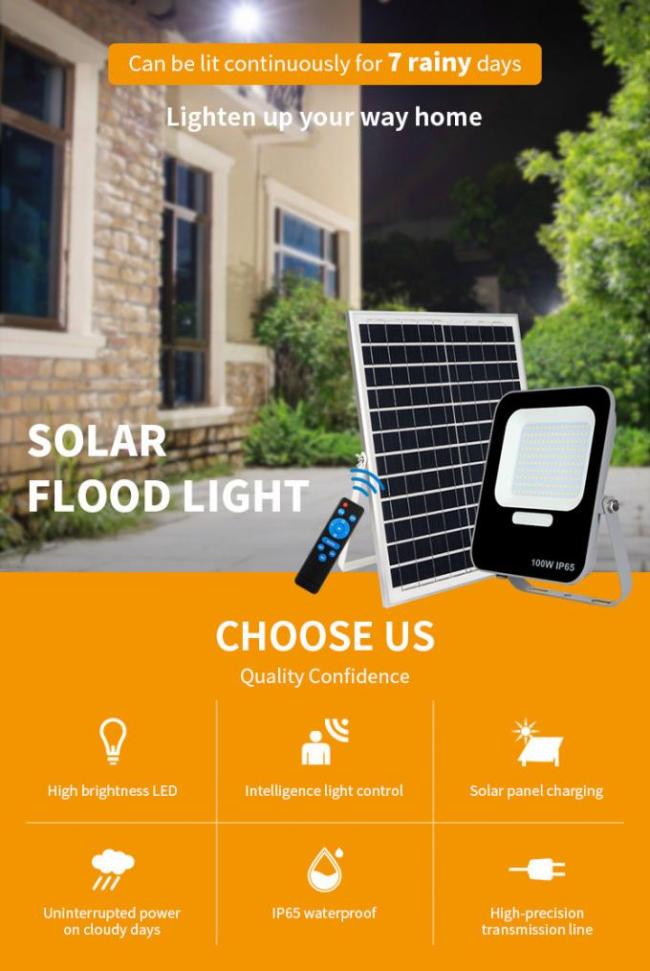 Waterproof Solar Powered Flood Lights 200 W 110 lm/W 6000K 50000hrs Lifespan 0