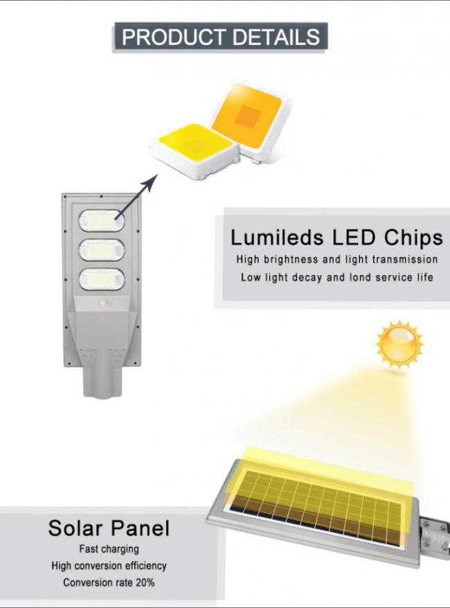 100 W 200 W 300 W Solar Powered LED Street Lights SMD2835 LiFePO4 Battery 2