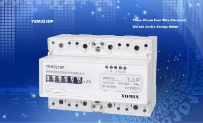 China YEM021DF Impulse Register Display 230V Three Phase Energy Meter / Din Rail kWh Counter Meter for sale