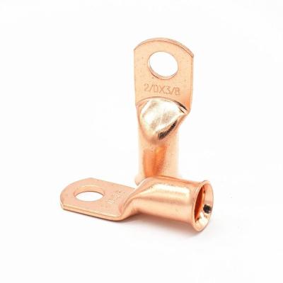 China AWG Copper Tube Ring Cable Crimp Lugs , Golden Color Solder Lug Connectors for sale