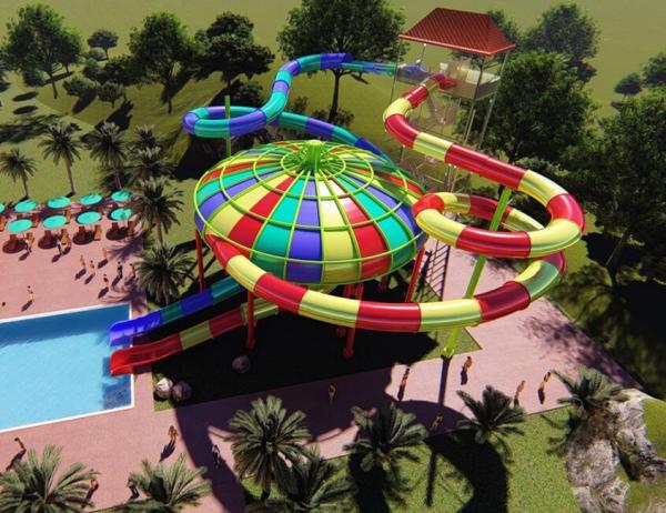 Quality 0.8m Width Swimming Pool Water Slides Lost In Space Slide with Raft for sale