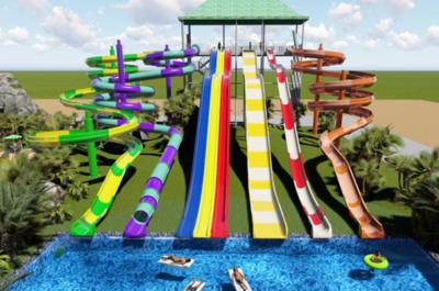 China Amusement Rafting Spiral Swimming Fiberglass Pool Slide Floating Water Slide for sale