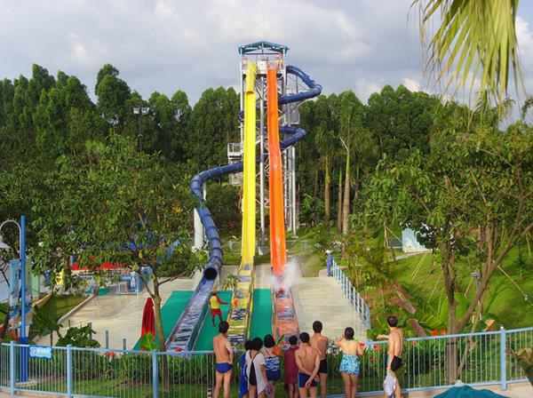 Quality Plastic Aqua Water Park Slide Equipment High Speed Slide Long Pool Slide for sale