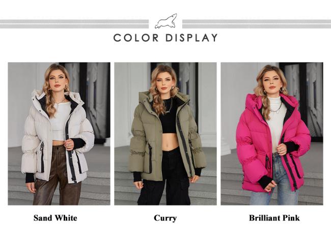 Women's short coat in casual outdoor setting