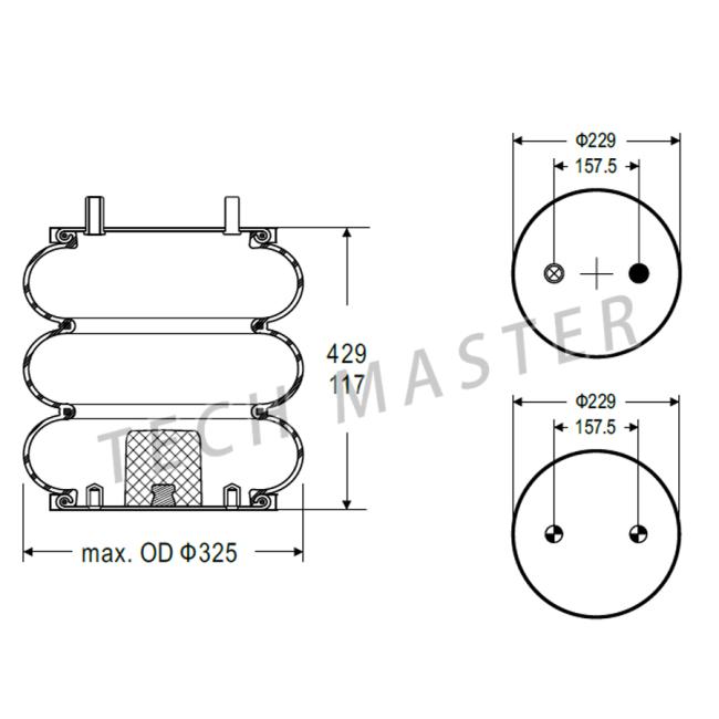 Firestone W01-358-8018 , Contitech FT330-29 434 Convoluted Rubber Air Springs