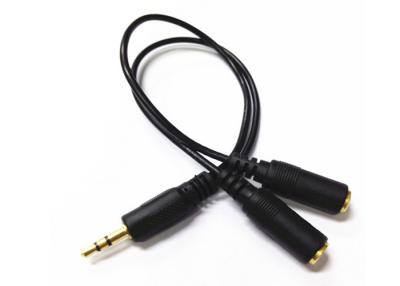 China Gold Plated Y Splitter Cable / Audio Video Cable Right Angle 3.5 Mm Diameter for sale