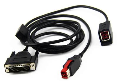 China 12 V Powered USB Y Cable / Mini USB Extension Cable Black Color For Pos System for sale