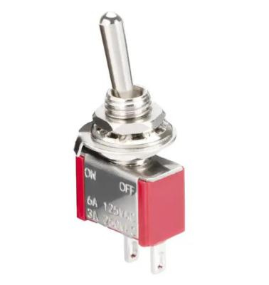China SPST Toggle Switches 250VAC Toggle Switch On-Off 2 Pin On-Off 2 Pin ON-OFF With Red Base for sale
