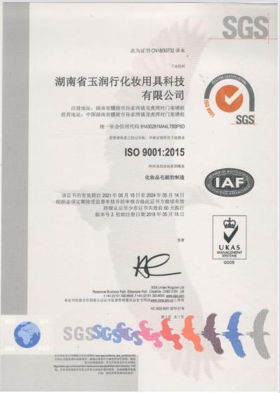 ISO9001 - HuNan Province Yaurient Cosmetic Accessories Technology Co.，Ltd