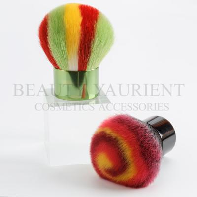 China Colourful Hair Kabuki Makeup Brush For Powder Aluminum Handle for sale